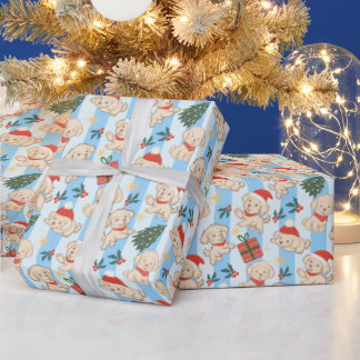 Papier Cadeau Chiots mignons maltais cadeau de Noël