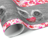 Papier Cadeau Chiots Pekingese souhaitant Heureuse Sainte-Valent (Coin rond)