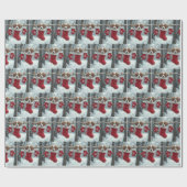 Papier Cadeau Chiou de St-Bernard dans un bas de Noël (Plat)