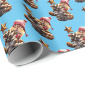 Papier Cadeau Chipmunk Avec Pine Cone Tree (Coin rond)