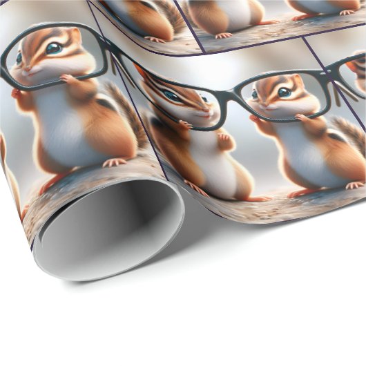 Papier Cadeau Chipmunks à travers les lunettes noires (Coin rond)