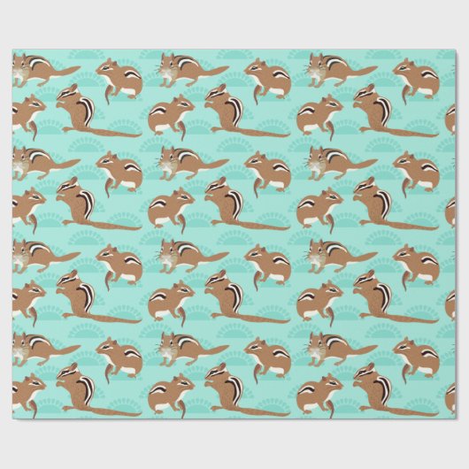 Papier Cadeau Chipmunks on Mint Green Arrière - plan Patterned (Plat)