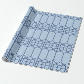 Papier Cadeau Chippendale Octagon Trellis in Bold Slate (Déroulé)
