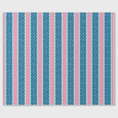 Papier Cadeau Chippendale Stripe in Pink and Deep Aqua (Plat)
