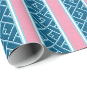 Papier Cadeau Chippendale Stripe in Pink and Deep Aqua (Coin rond)