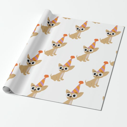 Papier Cadeau Chiwawa d'anniversaire (Déroulé)