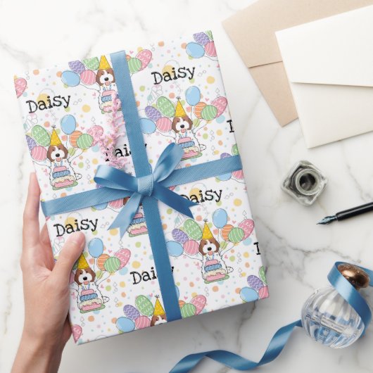 Papier Cadeau Chocolat blanc Cockapou Cavapoo Chien Anniversaire (Cadeaux)