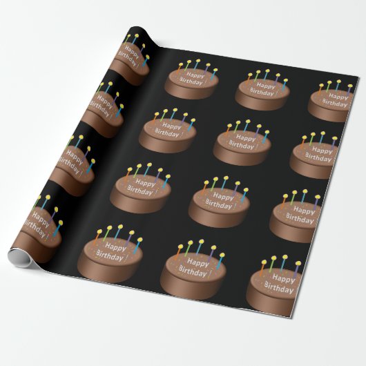 Papier Cadeau Chocolat Bougies au gâteau d'anniversaire (Déroulé)