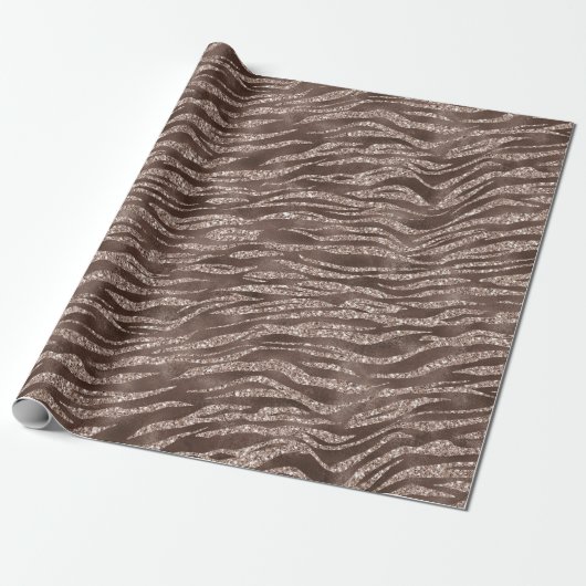 Papier Cadeau Chocolat Brown Zebra Parties scintillant (Déroulé)