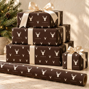 Papier Cadeau Chocolat Brun Personnalisé Noël Nom Personnalisé