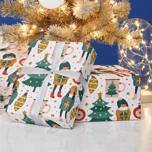 Papier Cadeau Chocolat chaud Arbre de Noël Ornements de vacances (Vacances)