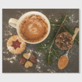 Papier Cadeau Chocolat chaud de Noël (Plat)