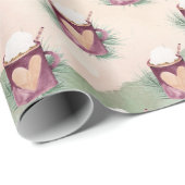 Papier Cadeau Chocolat chaud de Noël (Coin rond)