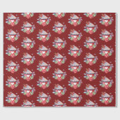 Papier Cadeau Chocolat chaud de Noël en rouge (Plat)