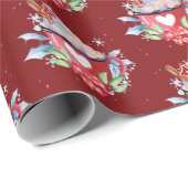 Papier Cadeau Chocolat chaud de Noël en rouge (Coin rond)