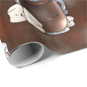 Papier Cadeau Chocolat chaud et guimauves de Kawaii (Coin rond)