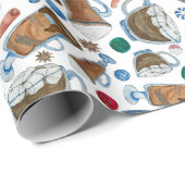 Papier Cadeau Chocolat chaud et saveurs festives (Coin rond)