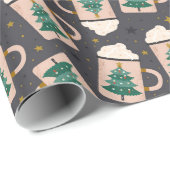 Papier Cadeau Chocolat chaud Noël Arbre vacances (Coin rond)