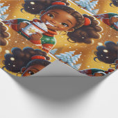 Papier Cadeau Chocolat de Noël de la petite fille afro-américain (Coin)