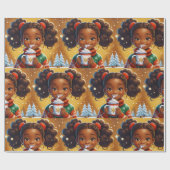 Papier Cadeau Chocolat de Noël de la petite fille afro-américain (Plat)