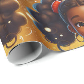 Papier Cadeau Chocolat de Noël de la petite fille afro-américain (Coin rond)