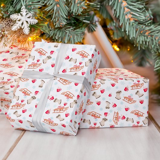 Papier Cadeau Chocolat d'hiver neige aquarelle nom du motif