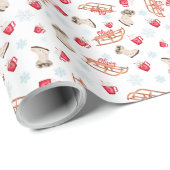 Papier Cadeau Chocolat d'hiver neige aquarelle nom du motif (Coin rond)