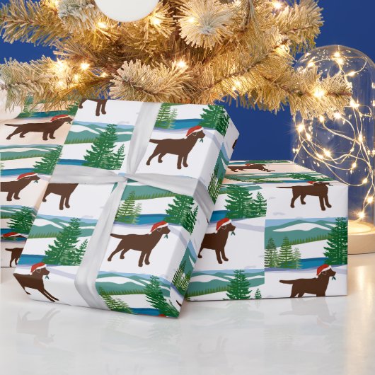 Papier Cadeau Chocolat Labrador Christmas Winter View (Vacances)
