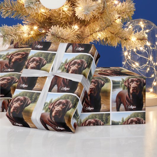 Papier Cadeau Chocolat Labrador et lac (Vacances)
