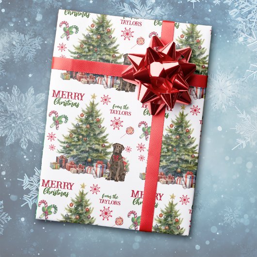 Papier Cadeau Chocolat Labrador Retriever Dog Holiday Tree