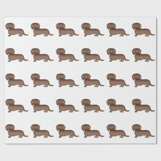 Papier Cadeau Chocolat Long Cheveux Dachshund mignon chien Motif (Plat)
