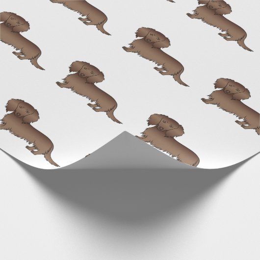 Papier Cadeau Chocolat Long Cheveux Dachshund mignon chien Motif (Coin)