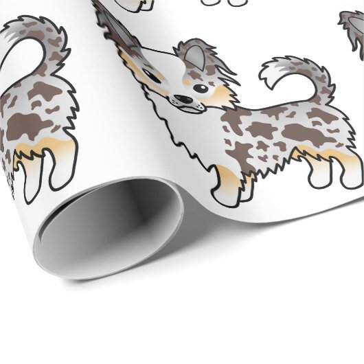 Papier Cadeau Chocolat Merle long manteau Chihuahua Chien Motif (Coin rond)