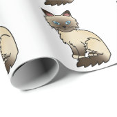 Papier Cadeau Chocolat Point Birman / Ragdoll Cute Cat Motif (Coin rond)