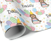 Papier Cadeau Chocolat Tan Cockapoo Chien Cavapoo Anniversaire (Coin rond)