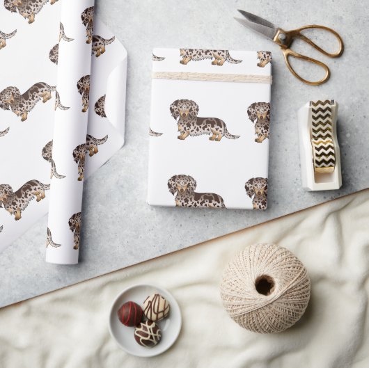 Papier Cadeau Chocolat & Tan Dapper cheveux longs Motif (Artisanat)