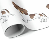 Papier Cadeau Chocolat & Tan Pied Cheveux Court Motif Dachshund (Coin rond)