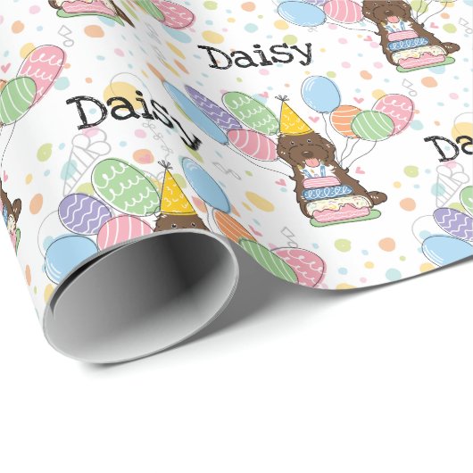 Papier Cadeau Chocolat Tuxedo Cockapoo Cavapoo Chien Anniversair (Coin rond)