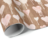 Papier Cadeau Chocolate Blush Pink Cream Hearts Valentine's Day (Coin rond)