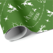 Papier Cadeau Choisissez Couleur Reindeer Twinkle Lights Dashing (Coin rond)