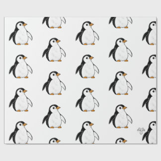Papier Cadeau Chonky Penguin Adorable Whimsical Pattern Gift