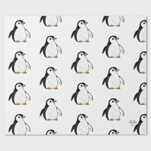 Papier Cadeau Chonky Penguin Adorable Whimsical Pattern Gift (Plat)