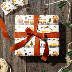 Papier Cadeau Choo Choo Train Motif Little Kid
