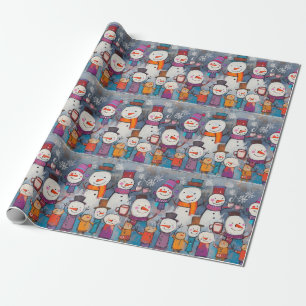 Papier Cadeau Chorus amusant de Snowmen Boire du cacao chaud