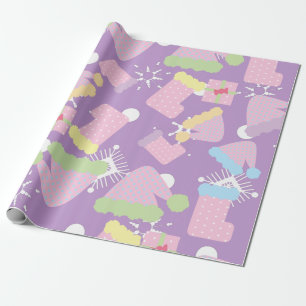 Papier Cadeau Choses de Noël Motif pastel violet