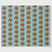 Papier Cadeau Chouette à fleurs (Plat)