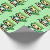Papier Cadeau Chouette bébé mignonne St Patrick dessin animé (Coin)