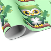 Papier Cadeau Chouette bébé mignonne St Patrick dessin animé (Coin rond)