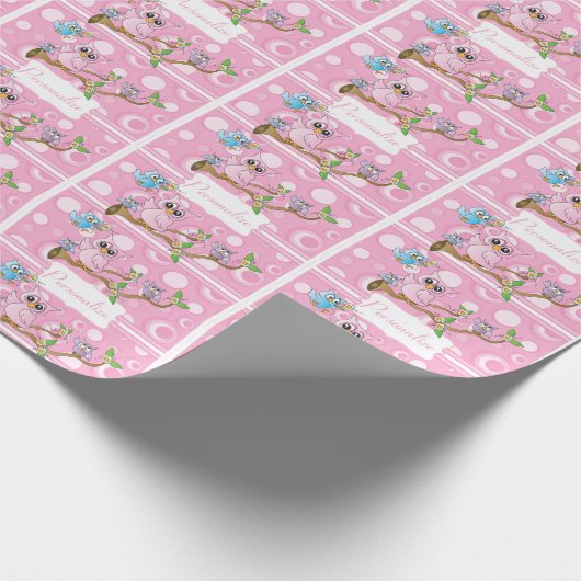 Papier Cadeau Chouette-bébé rose | Thème Douche (Coin)