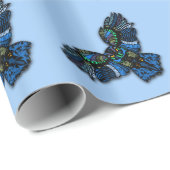 Papier Cadeau Chouette bleue (Coin rond)